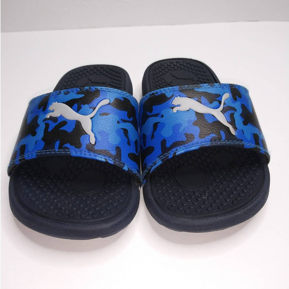 Puma Boys Slide sandals Black & and Blue Size 13c - Picture 1 of 5